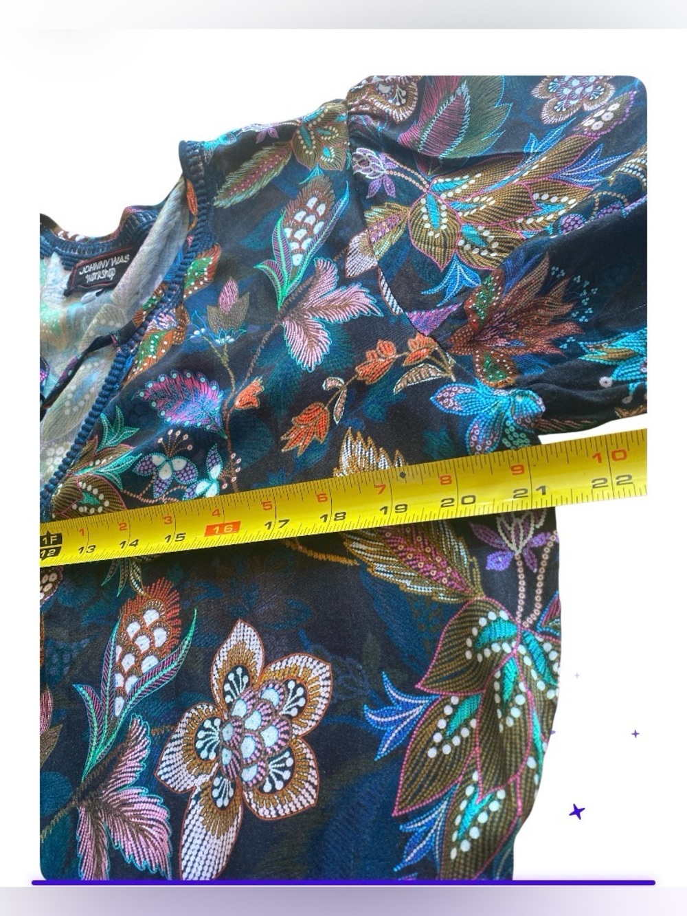 Johnny Was Black Floral Tie-Neck Maxi Dress size L - Picture 11 of 16